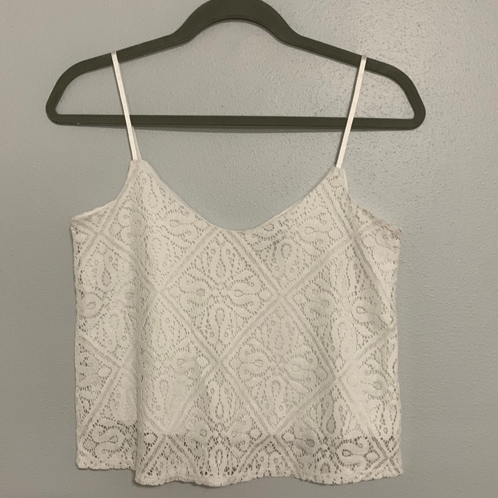 White lace crop top